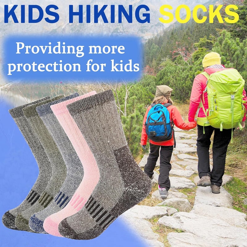 hakugoo 3 Pairs Kids Merino Wool Hiking Socks, Winter Warm Thick Cozy Thermal Ski Socks for Boys Girls Toddler - Image 4